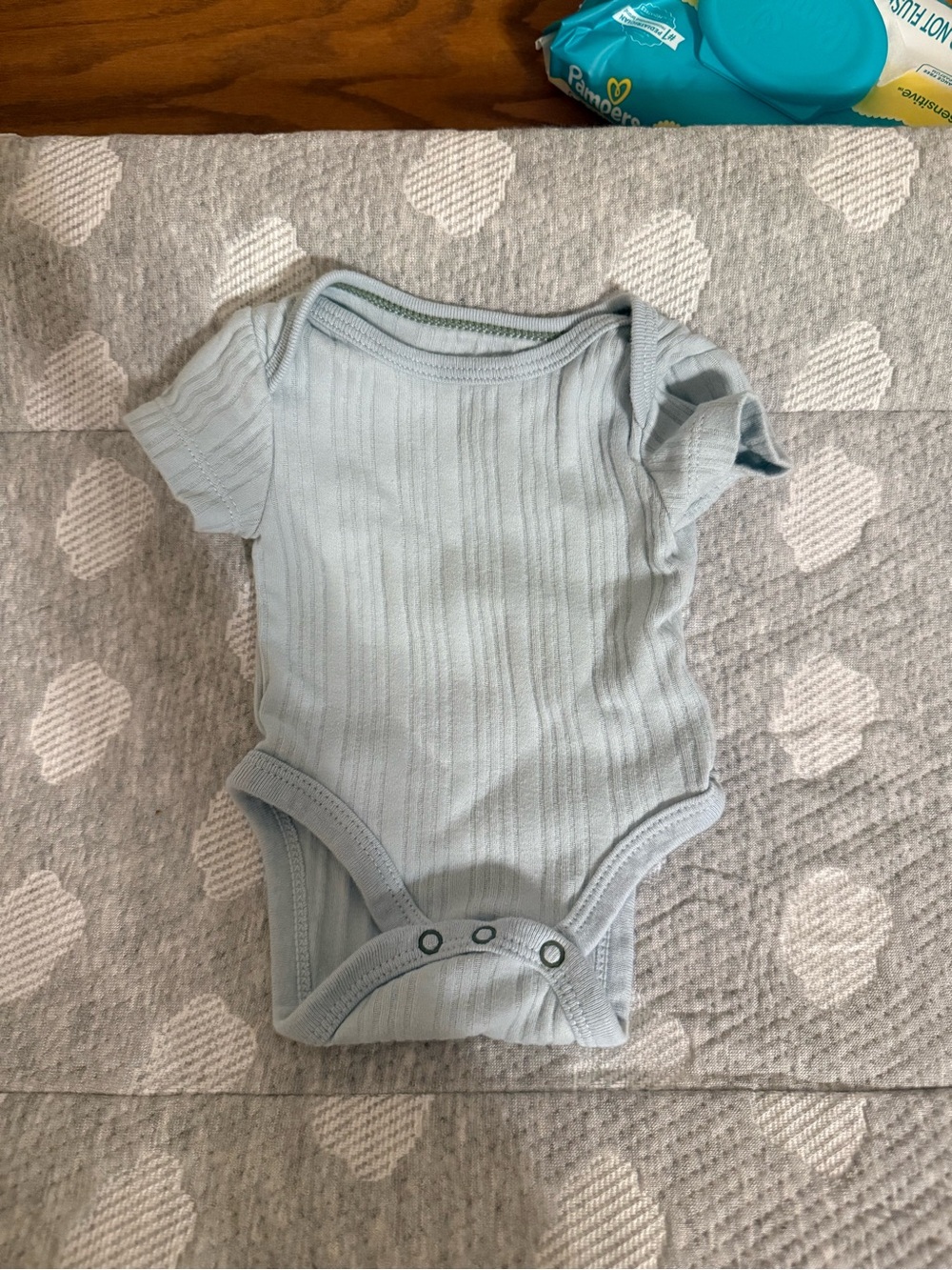 cloud island Light Blue Ribbed Baby One-Piece Bodysuit